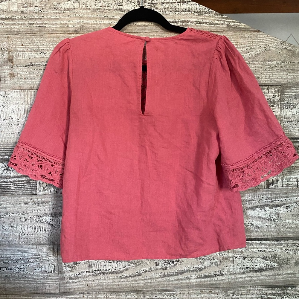 Sezane Pink Lace-Detail Cotton Top - Picture 11 of 11